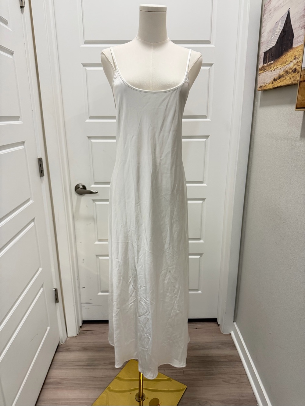 🔥Zara Elegant White Satin Backless Slip Maxi Dress - Picture 2 of 8